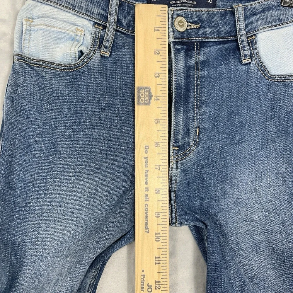 Hollister‎ High Rise Vintage Flare Jeans Stretch Y2K Retro Patch Multi Panel 3R